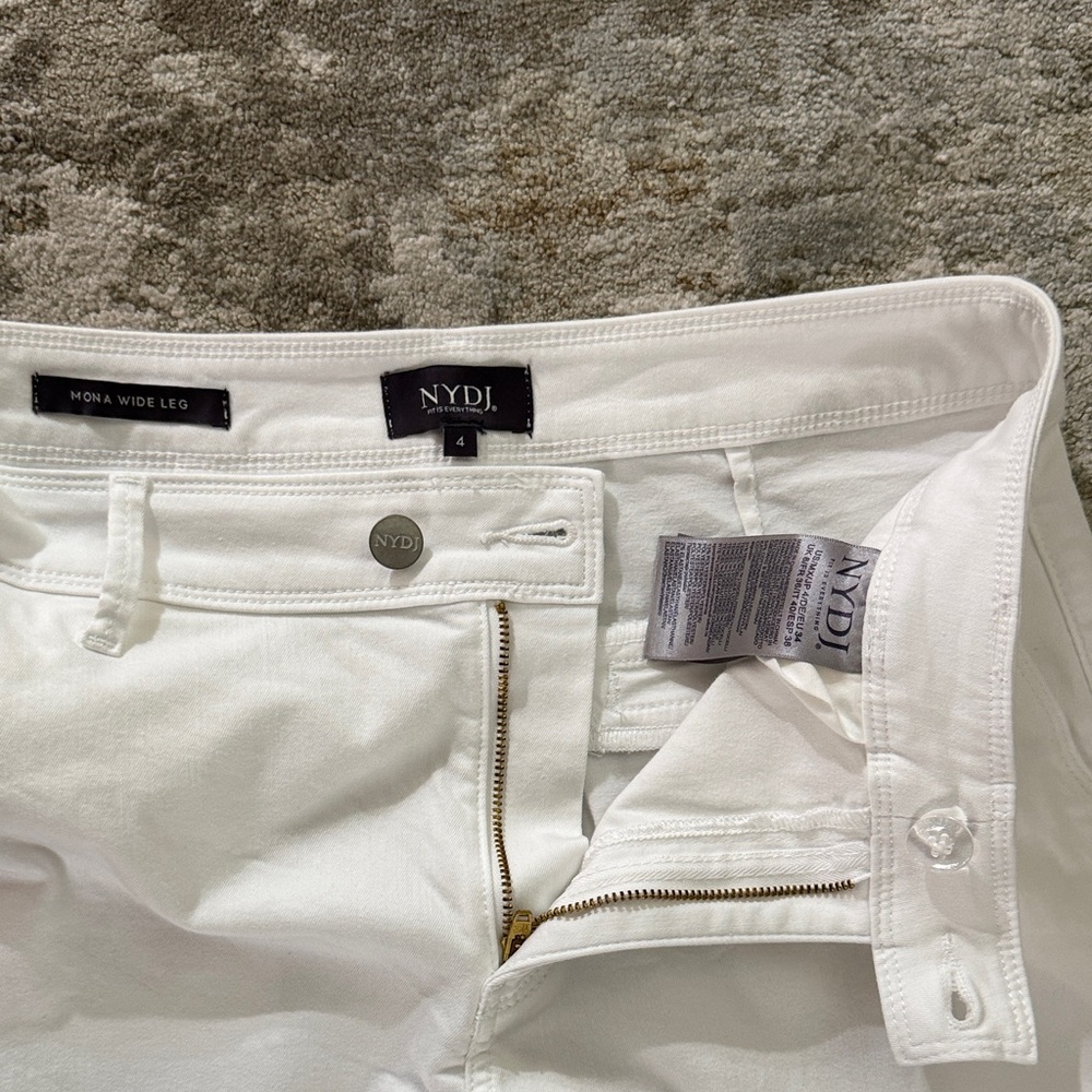 NYDJ High Rise Mona Wide-Leg Ankle Trouser Optic White Women Sz 4 Stretch Pants - Picture 7 of 11